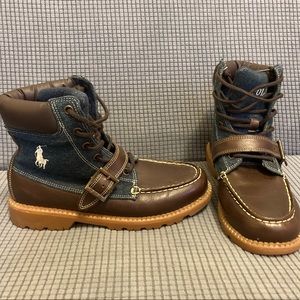 Boys Polo Denim and Brown Leather Boots